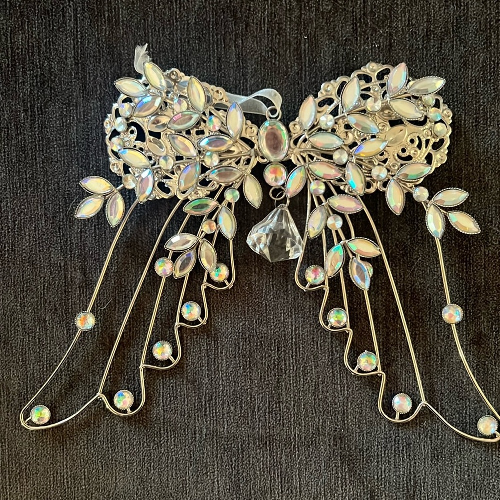 Angel Wing Suncatcher silver toned